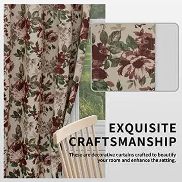 Easy-Going Floral Printed Blackout Curtain 108 Inch Length Grommet Thermal Insulated Room Darkening Window Curtain for Bedroom, Living Room, Kids Room (Set of 2 Panels, Beige)