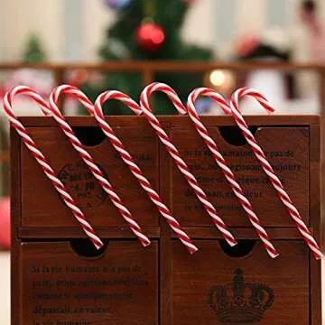 Hosfairy 24Pcs Plastic Candy Canes for Christmas Decoration