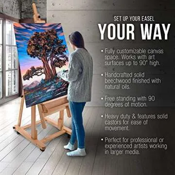Extra Large Adjustable Wood H-Frame Art Easel for Painting