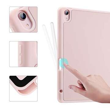 LovRug for iPad Air 11 Inch Case (M2) 2024, iPad Air 5th Generation Case 2022/iPad Air Case 4th Generation 2020 10.9 Inch with Pencil Holder, Soft TPU Back Smart Protective Cover Case(Pink)