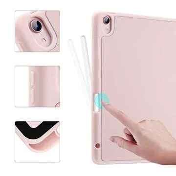LovRug for iPad Air 11 Inch Case (M2) 2024, iPad Air 5th Generation Case 2022/iPad Air Case 4th Generation 2020 10.9 Inch with Pencil Holder, Soft TPU Back Smart Protective Cover Case(Pink)