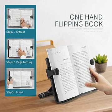 ZZWS Plastic Book Stand Holder, 180 Adjustable, ABS Material, Black, Compact, Freestanding Book Stand