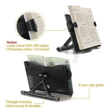 ZZWS Plastic Book Stand Holder, 180 Adjustable, ABS Material, Black, Compact, Freestanding Book Stand