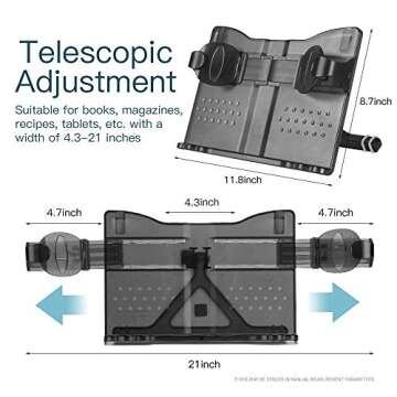 ZZWS Plastic Book Stand Holder, 180 Adjustable, ABS Material, Black, Compact, Freestanding Book Stand