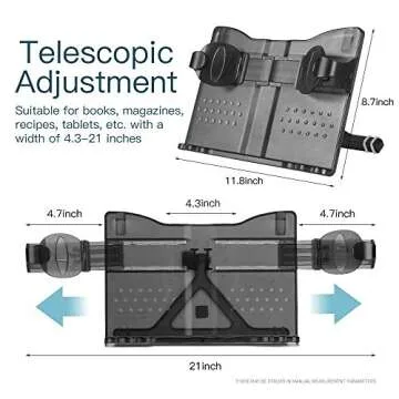 ZZWS Plastic Book Stand Holder, 180 Adjustable, ABS Material, Black, Compact, Freestanding Book Stand