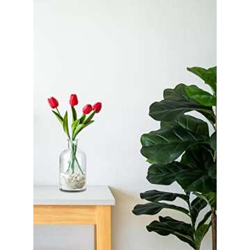 Serene Spaces Living Decorative Clear Glass Bottle Vase with Cork Stopper – Vintage Style Floral Centerpiece for Weddings and Events – 11" Tall & 5.75" Diameter – Sold Individually