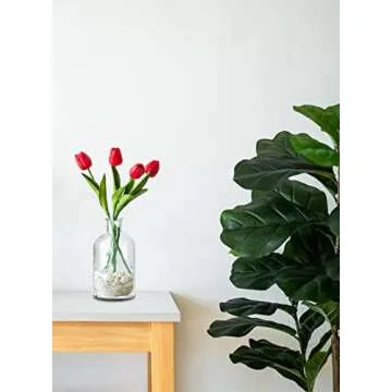 Serene Spaces Living Decorative Clear Glass Bottle Vase with Cork Stopper – Vintage Style Floral Centerpiece for Weddings and Events – 11" Tall & 5.75" Diameter – Sold Individually