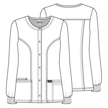 Snap Front Scrub Jackets for Women, Workwear Revolution Soft Stretch WW310, L, Black