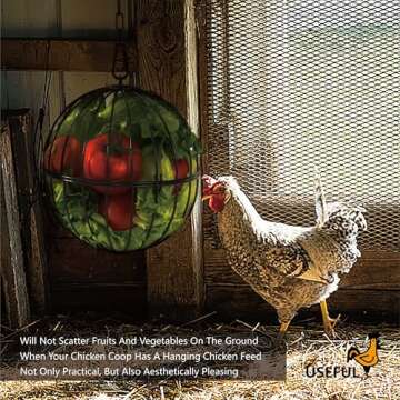 Voikm Hanging Chicken Feeder, 7.1 Inch Large Iron Chicken Vegetable Treat Ball, Veggie Hanging Forag...