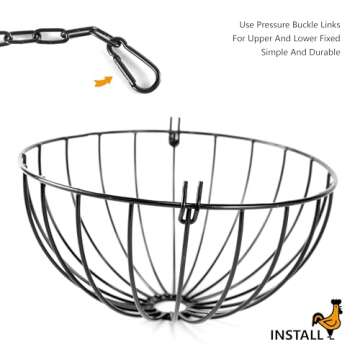 Voikm Hanging Chicken Feeder, 7.1 Inch Large Iron Chicken Vegetable Treat Ball, Veggie Hanging Foraging Ball with 20 Inch Hanging Chain for Hens Coop Poultry