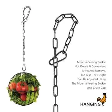 Voikm Hanging Chicken Feeder, 7.1 Inch Large Iron Chicken Vegetable Treat Ball, Veggie Hanging Foraging Ball with 20 Inch Hanging Chain for Hens Coop Poultry