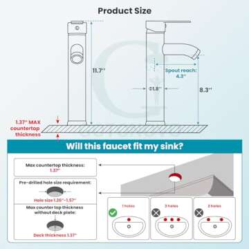 gotonovo Bathroom Faucet One Hole Single Handle Deck Mount Vessel Sink Faucet Lavatory Vanity Modern...