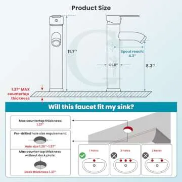 gotonovo Bathroom Faucet One Hole Single Handle Deck Mount Vessel Sink Faucet Lavatory Vanity Modern...