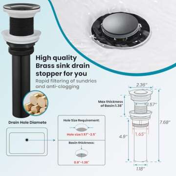 gotonovo Bathroom Faucet One Hole Single Handle Deck Mount Vessel Sink Faucet Lavatory Vanity Modern Tall Mixer Bar Tap with Water Supply Lines and Metal Pop Up Drain Matte Black