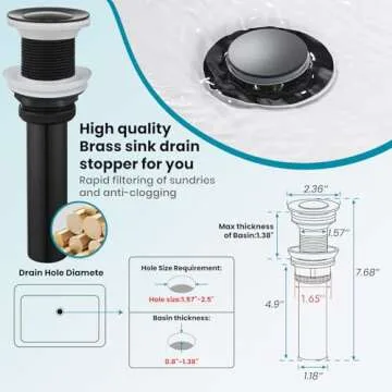 gotonovo Bathroom Faucet One Hole Single Handle Deck Mount Vessel Sink Faucet Lavatory Vanity Modern Tall Mixer Bar Tap with Water Supply Lines and Metal Pop Up Drain Matte Black