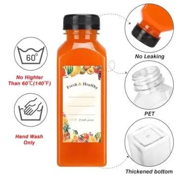 Moretoes 20pcs 12oz Reusable Juice Bottles with Caps