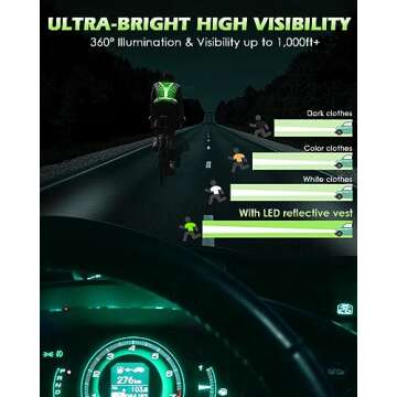 Zacro LED Reflective Vest Running Gear, 5 Lights Colors High Visibility Reflective Running Gear Rech...