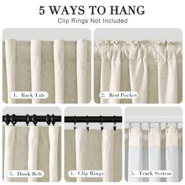 Joywell Full Blackout Textured Linen Curtains 90 Inches Long,Rod Pocket/Back Tab/Hook Belt/Clip Ring...