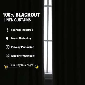 Joywell Full Blackout Textured Linen Curtains 90 Inches Long,Rod Pocket/Back Tab/Hook Belt/Clip Rings,Thermal Insulated Drapes for Bedroom Living Room Sliding Glass Door(2 Panels,W52 x L90)