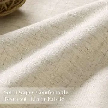 Joywell Full Blackout Textured Linen Curtains 90 Inches Long,Rod Pocket/Back Tab/Hook Belt/Clip Rings,Thermal Insulated Drapes for Bedroom Living Room Sliding Glass Door(2 Panels,W52 x L90)