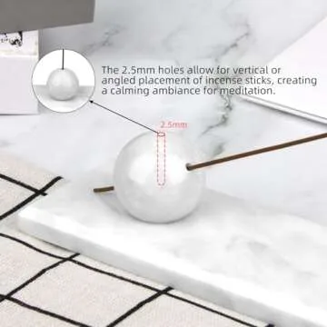 HESHIBI Marble Incense Holder Tray Incense Burner Modern Minimalist Home Deco and Desk Incense Holder for Sticks (Grey White)