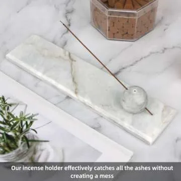 HESHIBI Marble Incense Holder Tray Incense Burner Modern Minimalist Home Deco and Desk Incense Holder for Sticks (Grey White)