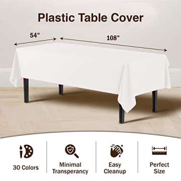 Party Solids 6-Pack Premium Plastic Tablecloths in White