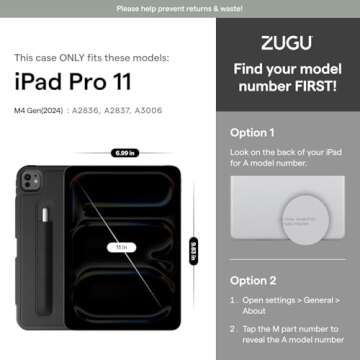 Zugu Case for iPad Pro 11 (M4) 2024, Slim Protective Cover with Apple Pencil Holder, Auto Wake/Sleep...