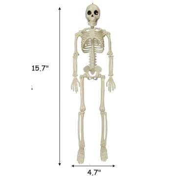 16" Halloween Skeleton Decorations: Posable Indoor & Outdoor Decor