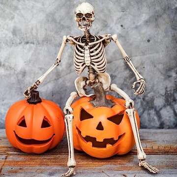16" Halloween Skeleton for Spooky Decor and Parties