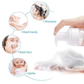 4 Pcs 3.4 oz 100 ML Clear Plastic Empty Travel Bottle,Mini BPA Free Foaming Soap Dispenser Pump for Cleaning, Travel, Shampoo, Cosmetics. 6 Labels Free.