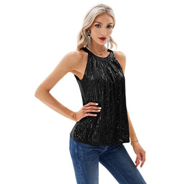 GRACE KARIN Sequin Halter Tops for Women - Stylish Comfort