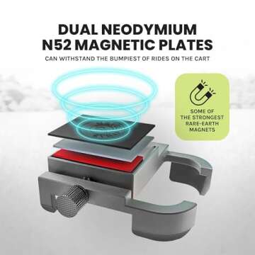 Stripebird Original Magnetic Golf Cart Phone Holder (Graphite), Golf Caddy, Coolest Golf Cart Access...