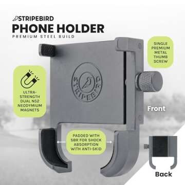 Magnetic Golf Cart Phone Holder - Stripebird