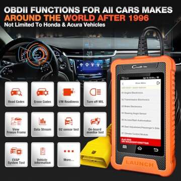 2025 LAUNCH Creader Elite OBD2 Scanner for Honda Acura, Full System Bi-Directional Diagnostic Scan Tool, Full Reset Code Reader, AUTO VIN, Battery Registration, Injector Coding, Lifetime F-Ree Update