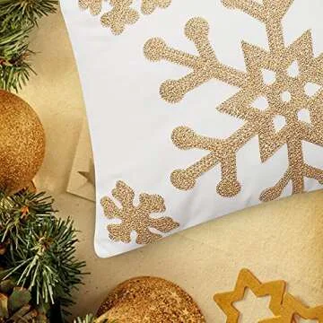 MingBo Snowflake Throw Pillow Covers Set of 2 for Holiday