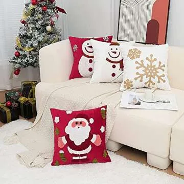 MingBo Snowflake Throw Pillow Covers Set of 2 for Holiday