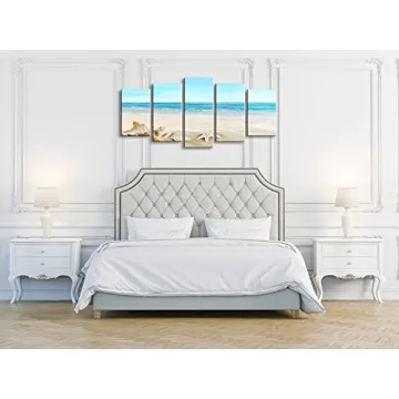 Pyradecor 5 Panels Beach Canvas Prints for Home Decor