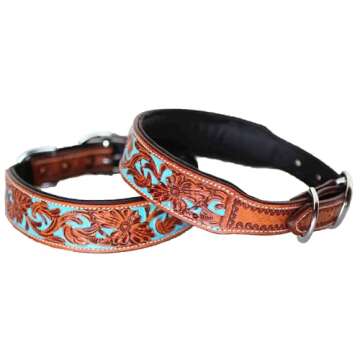 CHALLENGER XSmall 9''- 13'' Stylish Hand Tooled Leather Dog Collar