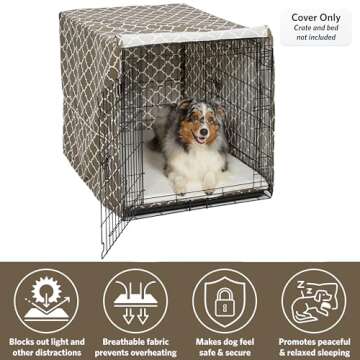 MidWest Homes for Pets Dog Crate Cover, Privacy Dog Crate Cover Fits Midwest Dog Crates, Crate Cover Only; Machine Wash & Dry; Brown Geo Print; 42 inch