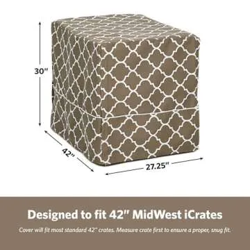 MidWest Homes for Pets Dog Crate Cover, Privacy Dog Crate Cover Fits Midwest Dog Crates, Crate Cover Only; Machine Wash & Dry; Brown Geo Print; 42 inch