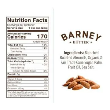 Barney Butter Almond Butter Dip Cups, Smooth, 1 Ounce Cups, 6 Count (Pack of 6), Skin-Free Almonds, Non-GMO, Gluten Free, Keto, Paleo, Vegan