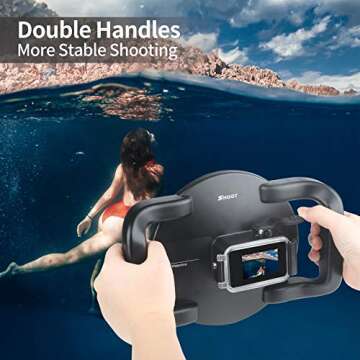 SHOOT Dome Port for GoPro Hero 13/12/11/10/9 Black - Upgraded Coating Film for Anti-Scratch, Dual Handle Stabilizer Floating Grip, Overall Waterproof Case - Shoot Over Underwater Photos/Videos