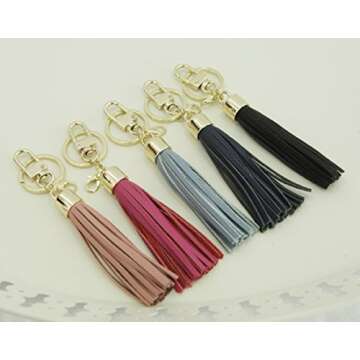 Stylish Indi-pink Leather Tassel Charm for Handbag Accessories