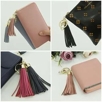 Stylish Indi-pink Leather Tassel Charm for Handbag Accessories