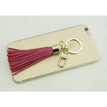 Stylish Indi-pink Leather Tassel Charm for Handbag Accessories