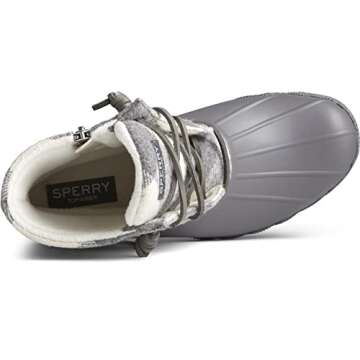 Sperry Women's Saltwater Cozy Fashion Boot, Grey Plaid, 7