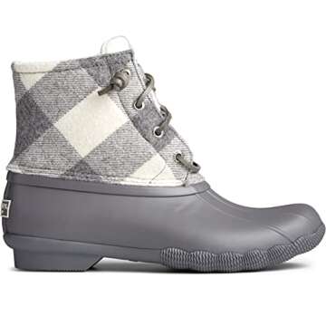 Sperry Women's Saltwater Cozy Fashion Boot, Grey Plaid, 7