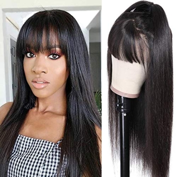Stylish Lzlefho Virgin Straight Wig with Bangs 20inch