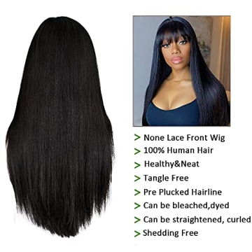 Stylish Lzlefho Virgin Straight Wig with Bangs 20inch